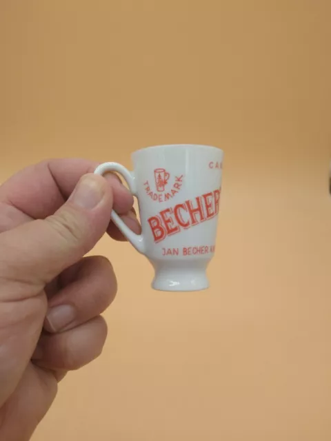 Vintage Becher's Liqueur Shot Glass Small Drinking Cup Czech Alcohol Advertising