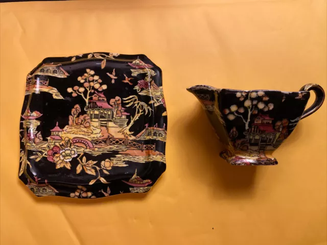 Vintage 1951 Royal Winton Grimwades Pekin pattern Creamer and Trivet or Lid