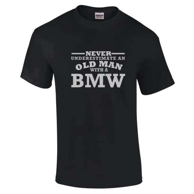 T-shirt BMW Never Underestimate An Old Man with Organic logo argento taglia fino a 6XL