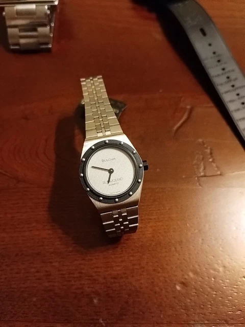 Cinturino Orologio Vintage NOS In Acciaio Dorato E Nylon Nero, Chiusura A Farfalla