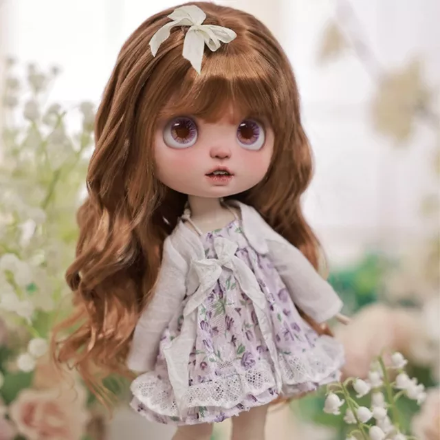Cute 1/6 BJD Doll Full Set Resin SD Ball Jointed Doll Girl Purple Floral Skirt