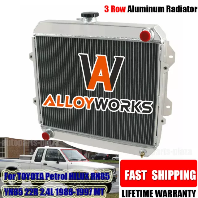 3 Row Aluminum Radiator For 1988-1997 TOYOTA Petrol HILUX RN85 YN85 22R 2.4L MT