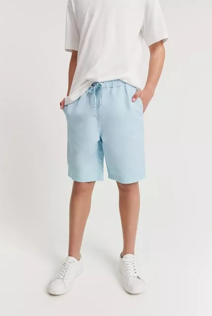 BNWT RRP$59 COUNTRY ROAD BOYS size 8 ORGANIC COTTON & LINEN SHORTS PALE BLUE