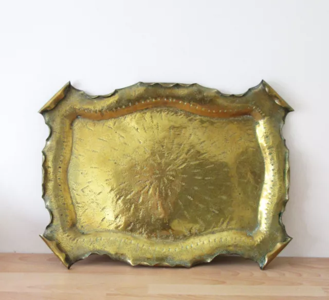 Arts & Crafts Townshend & Co Acanthus Brass 51Cm X 31Cm Tray, Curled Corners