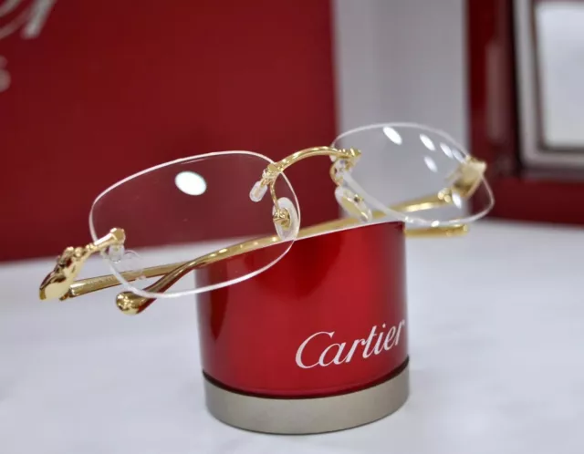 New CARTIER PANTHERE Rimless Sunglasses occhiali da sole Nuovi Frame Golden