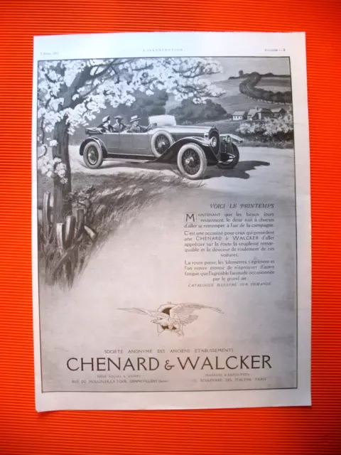 Chenard & Walker Automobile Press Advertisement Here Spring Ad 1923