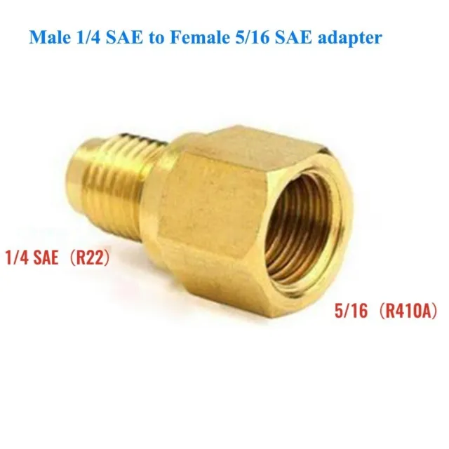 Gold Color R410A Quick Coupling 14 SAE to 5/16 SAE Adapter for HVAC Repair