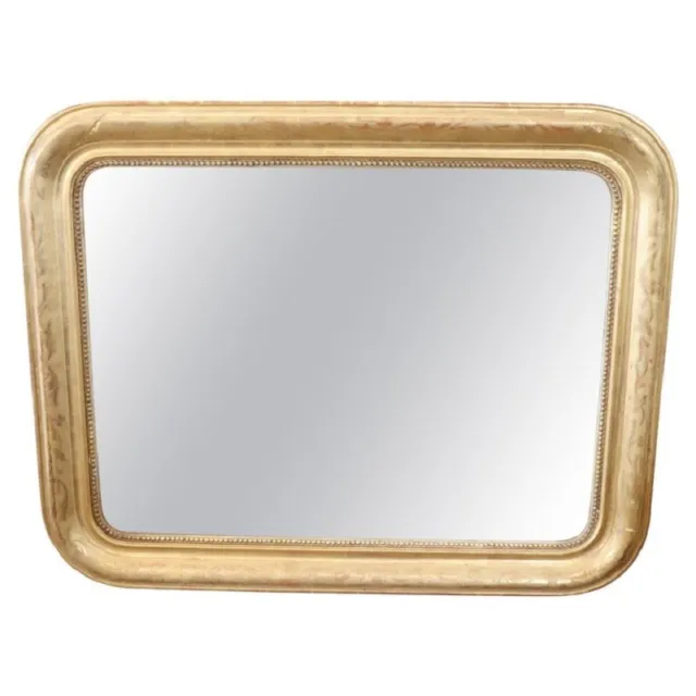 Miroir ancien doré à la feuille d'or 19ème siècle