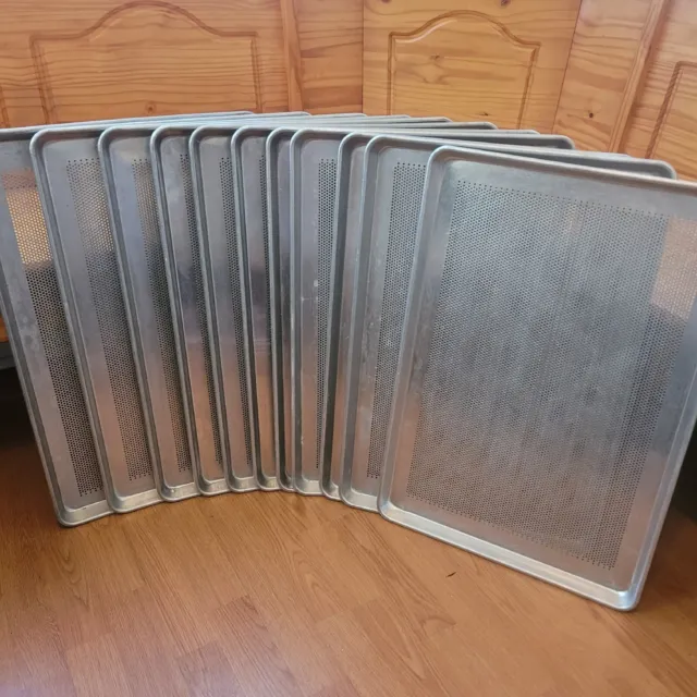 Perforated Commercial Grade 18 x 26 Full Size Aluminum Sheet Pans Baking qty 11