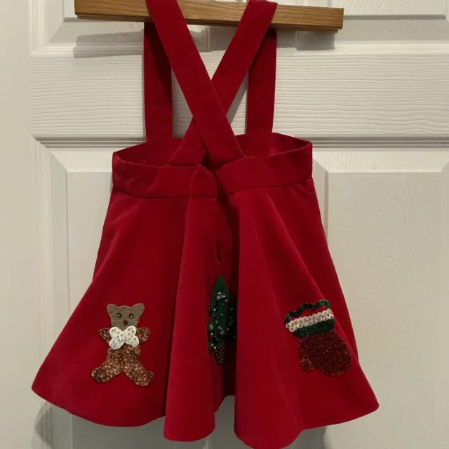 Girls Vintage Christmas Skirt Red Velveteen Circle Sequin Appliques 50s OOAK! 3T