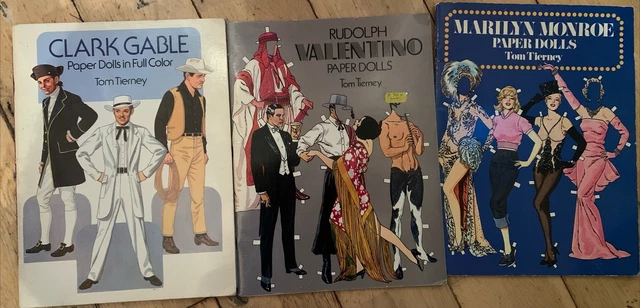 VTG PAPER DOLLS Rudolph Valentino, Marilyn Monroe & Clark Gable Tom