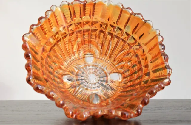 Collectable Carnival Glass Marigold Iridescent Small Bowl Bonbon Dish