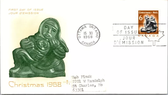 Canada 1968 FDC Christmas Cover - Ottawa, Ont - Single - F76679