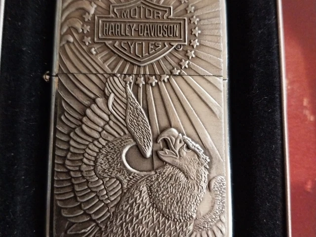 Zippo Harley Davidson Eagle Stars And Stripes Brass Lighter 2003