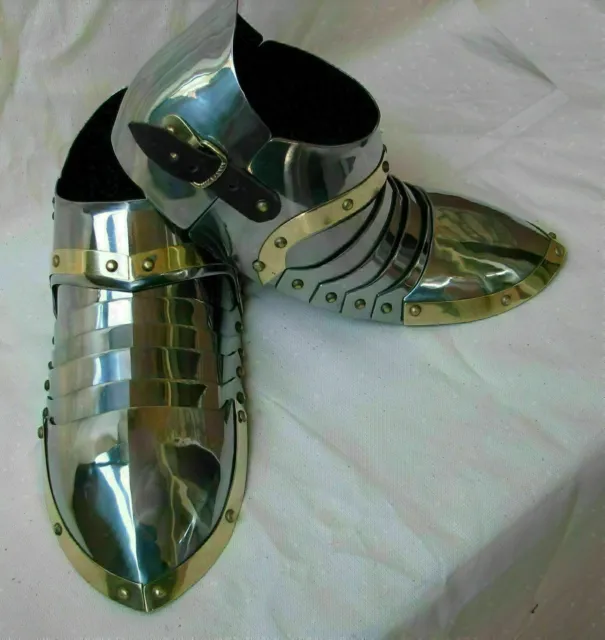 Cavaliere medievale Armatura paio di scarpe Sabaton Costume da guerriero...