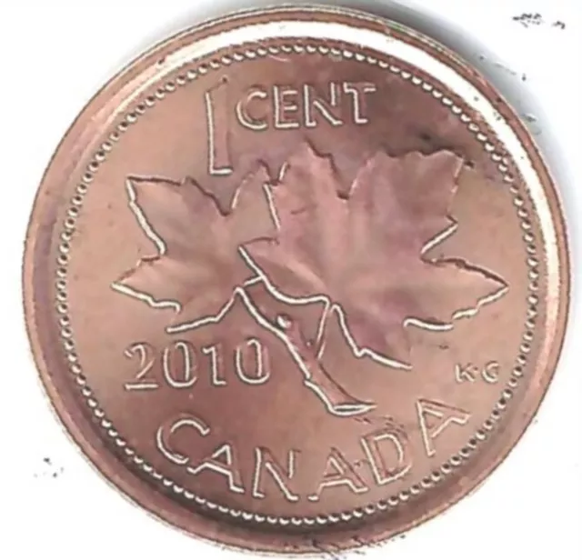 2010 Canadian Brilliant Uncirculated One Cent coin Roll (50 Coins) 2
