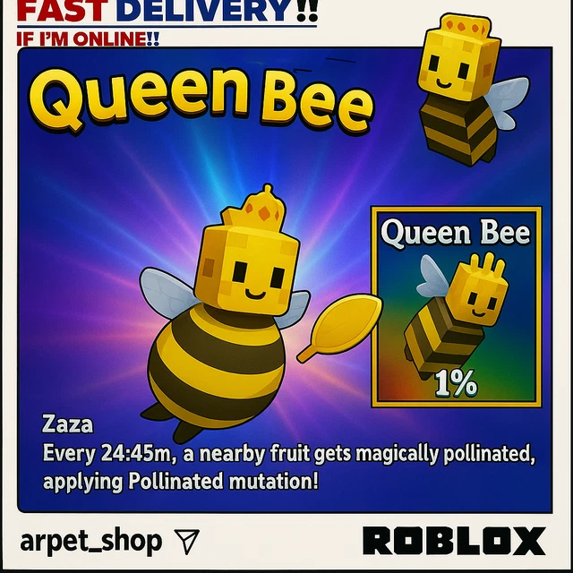 [🐶] ROBLOX GROW A GARDEN | Queen Bee [Divine] | Fast & Easy 🌱 $1.41 ...