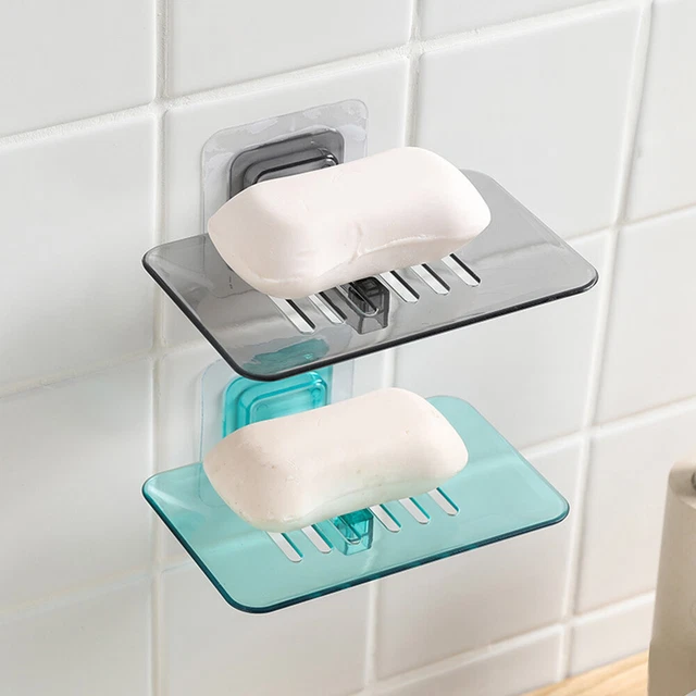 Wall-mounted Soap Dish Holder Tray Draining Rack Organizer Bathroom Bath Shower
