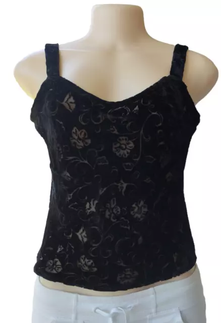 Vintage Johnny Was Collection Women's Cutout Crop Top 100% Silk Velvet Black XS 3