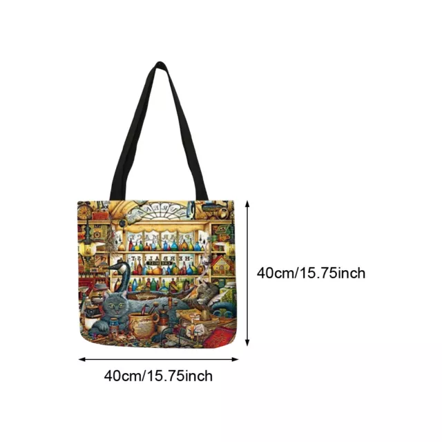 Large Capacity Wear Resistant Shopping Bag With Handles Linen Digital Print