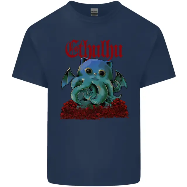 T-shirt top da uomo in cotone Cathulhu divertente gatto Cthulhu parodia Kraken 3