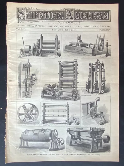 1888 VTG Scientific American Page ~ Paper Making ~ Pusey & Jones Wilmington DE