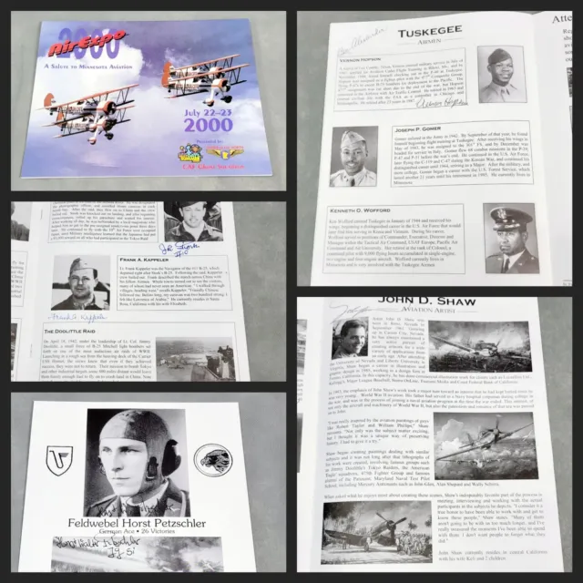 2000 AIR EXPO Program With WWII Pilots AUTOGRAPHS Lot STORK Kappeler HOPSON More