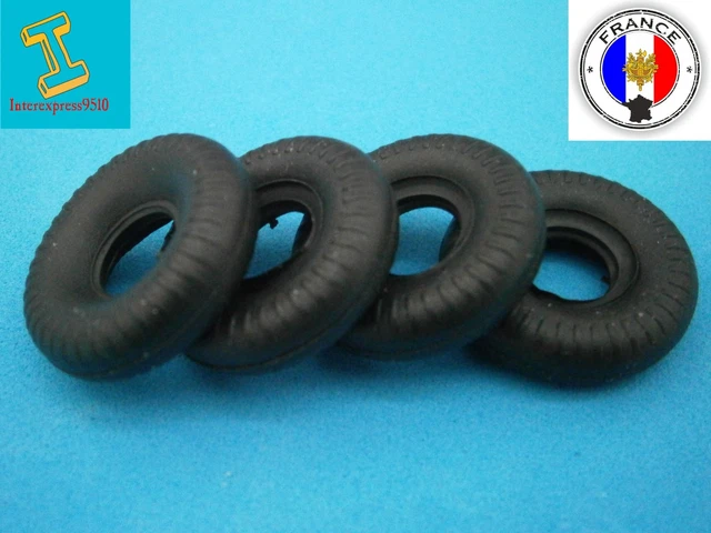 Lot De 4 Pneus Noirs Dinky Toys Juniors - Échelle 1/43, Neufs, Légèrement Striés Type Dunlop