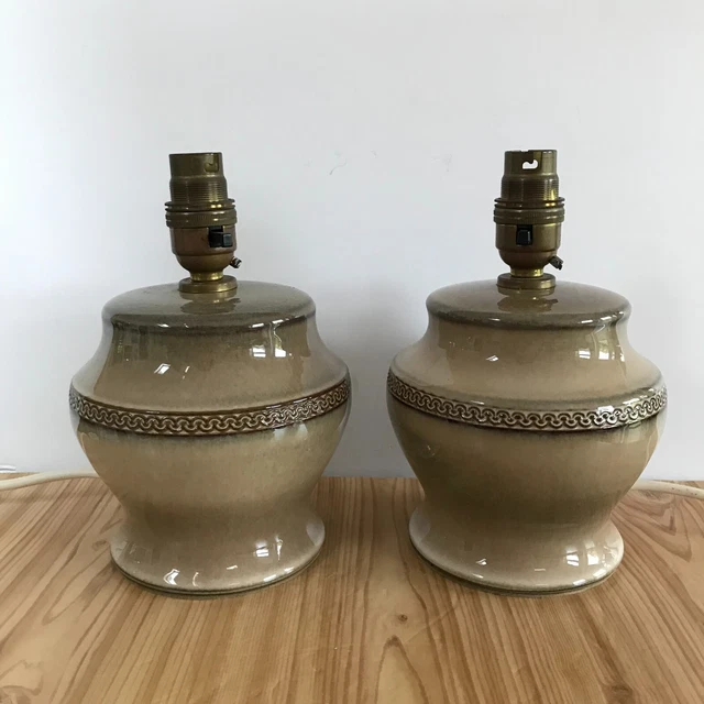 Vintage Denby Table Lamp x 2 Handthrown by Dean Phillips Ginger Jar Shape Brown Vintage Denby Table Lamp x 2 Handthrown by Dean Phillips Ginger Jar Shape Brown