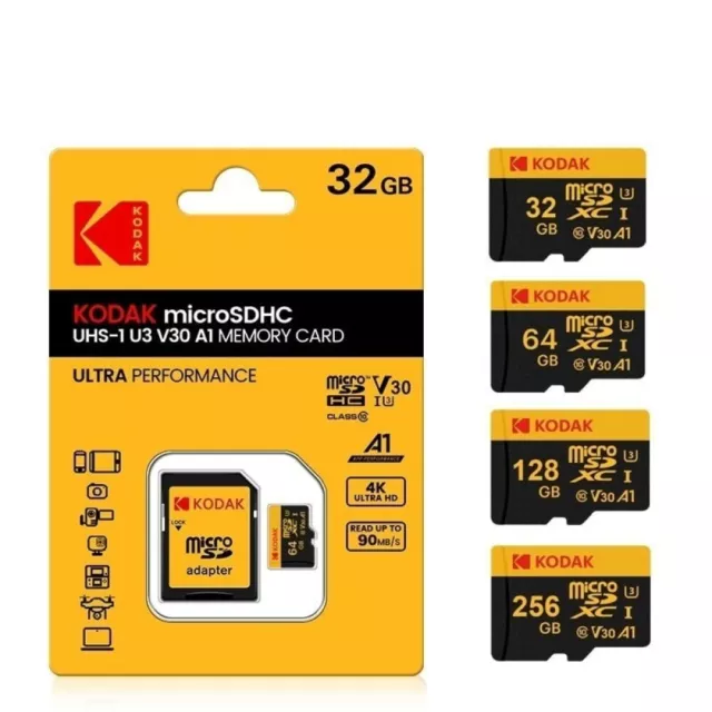 Kodak Micro SD Card Memory Card Class 10 32GB 64GB 128GB 256GB U3 4K High Speed