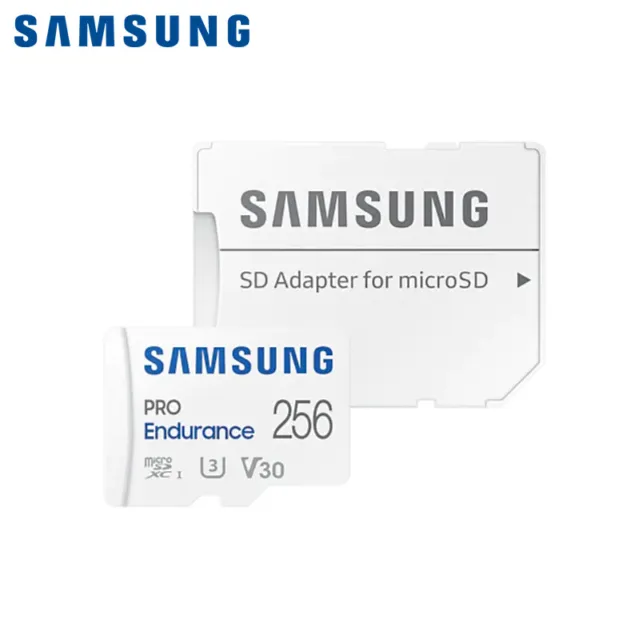 Samsung 256 Go Pro Endurance microSDXC UHS-I U1 V10 + adaptateur pour caméra de tableau de bord / vidéosurveillance