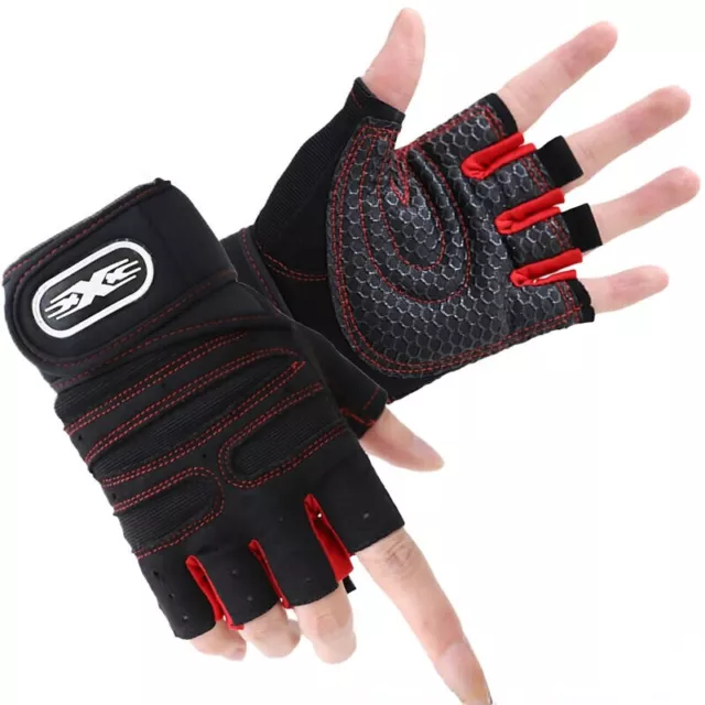 Women Men Gym Gloves With Wrist Wrap Workout Weight Lifting Fitness Exercise
