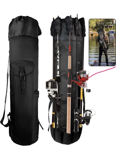 Fishing Bag Fishing Rod Reel Case Carrier Holder Fishing Pole Storage for 5 Rods