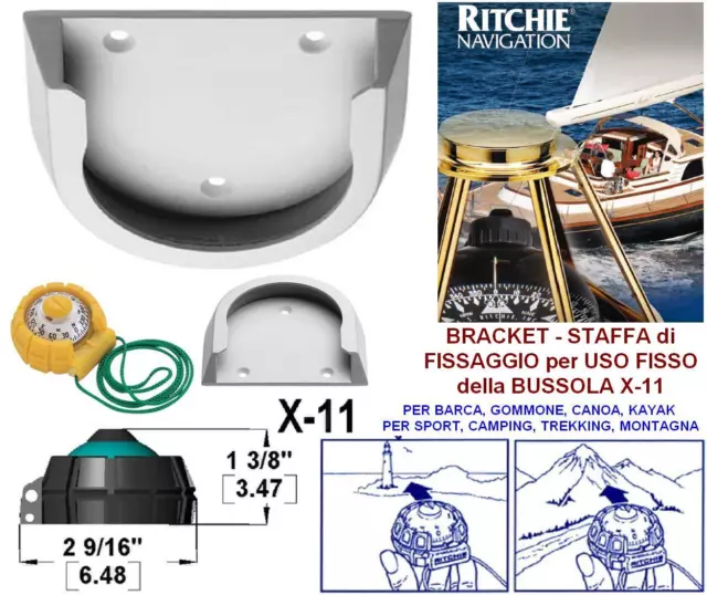 RITCHIE X-11HW SUPPORTO BRACKET UTILIZZO FISSO PER BUSSOLA X-11 su BARCA e CANOA