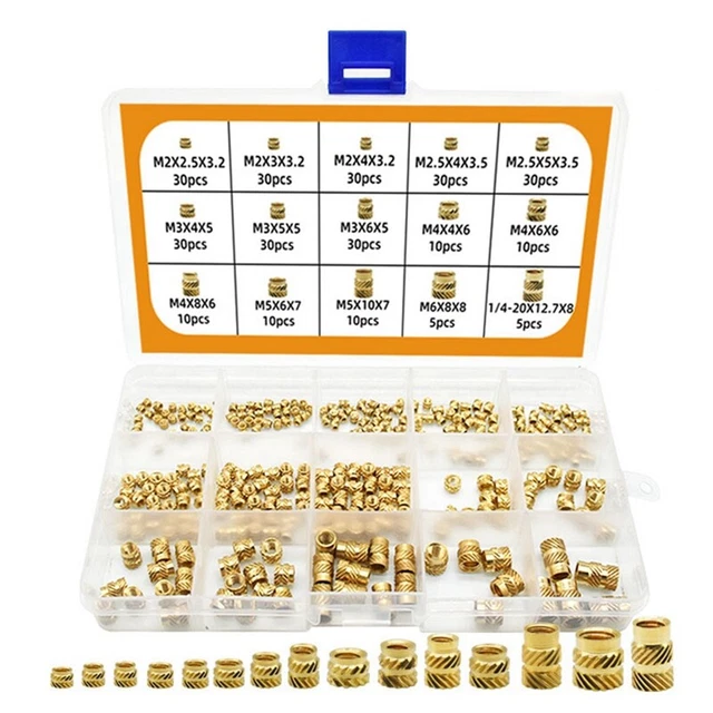 300 pz M2 M3 M6 Filo Femmina Nodolati Dadi Ottone Filettato Inserto P6Q9