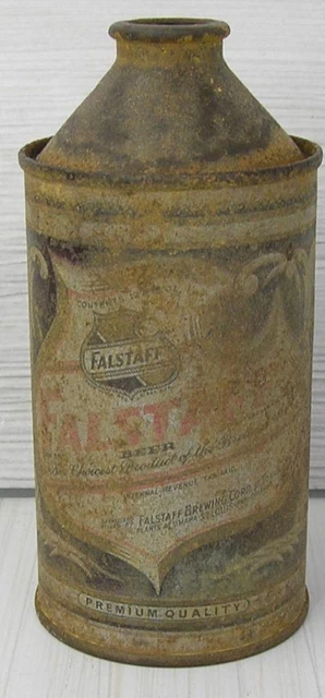 Antique Falstaff Brewing Company 6" Cone Top Empty Beer Can-No Cap-Rusty