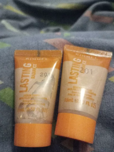 2 x New Rimmel Lasting Radiance Foundation Size 15 ml Shade 201 Freepost