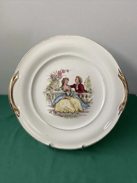 Ancien plat de service ovale décors Romantique Céranord Saint Amand Watteau
