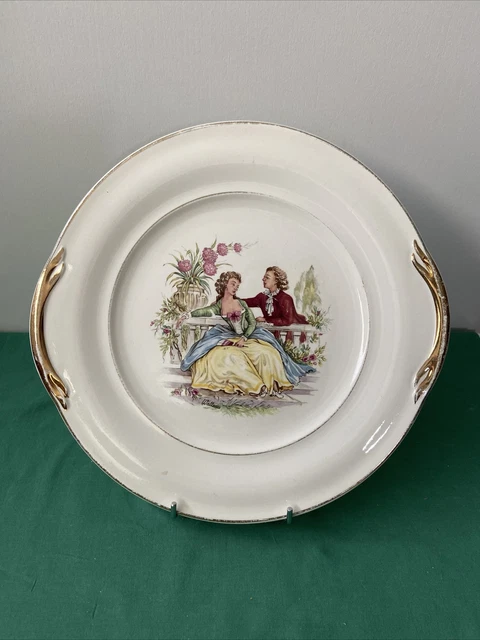 Ancien plat de service ovale décors Romantique Céranord Saint Amand Watteau