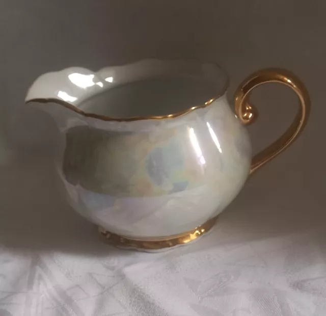 Haas & Czjzek Lustre Ware Czech Milk / Cream Jug 8.5cm Tall, Pearlescent