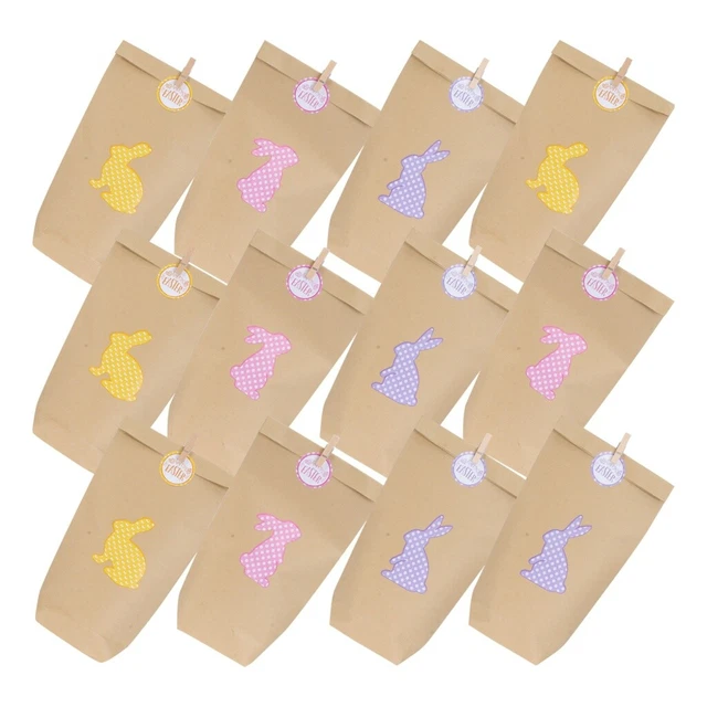 12 set Candy Bag Easter Rabbit Sticker Bag confezione regalo sacchetto di carta Gesch