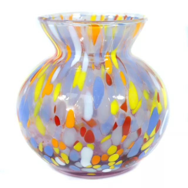 Murano Vase en Verre Ou Bougeoir Violet Multi Main Fabriqué Millefiori