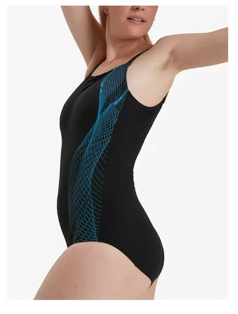 Costume da bagno stampato Speedo Contour Luxe taglia - 12 - nero