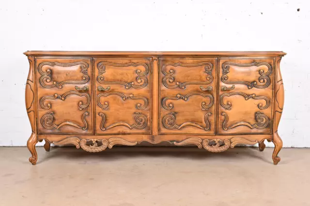 Romweber French Rococo Louis XV Carved Walnut Sideboard or Credenza
