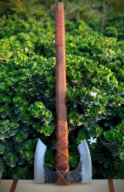 Double Head Viking Odin'S Viking Axe-Hand Forged Carbon Steel Twin-Blade Battle