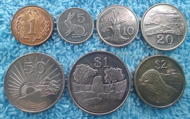 ZIMBABWE Series of 7 values 1980-1997 (from 1 cent to 2 dollars) (SC)