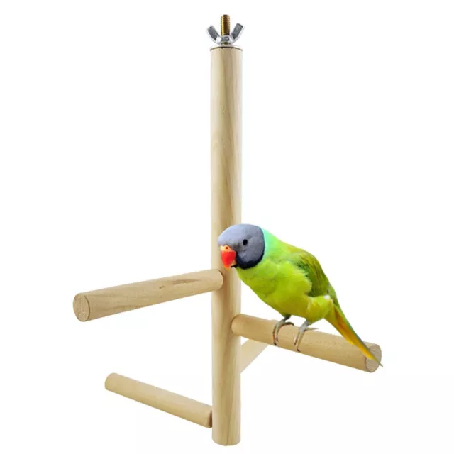 Perca de madera para pájaro soporte de madera natural jaula de loros escalera de escalada juguete