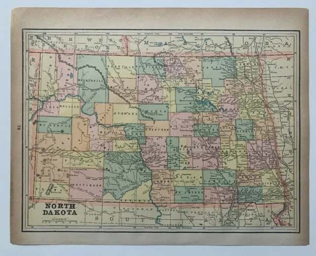 1893 North Dakota & St Louis City Map Gaskell's Family & Business Atlas antique