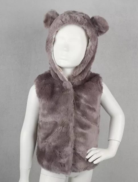 NEXT Faux Fur Gilet Baby Girl 3-6m Padded Warm Winter Vest Bunny Ears Bodywarmer