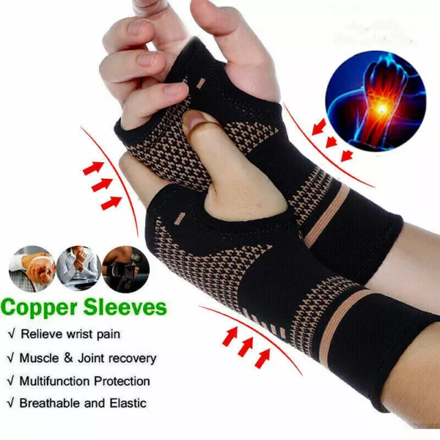 Copper Wrist Hand Brace Support Fit Carpal Tunnel Splint Strap Sprain Arthritis